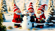Load image into Gallery viewer, Gnomes building snowmen 4 pngs digital download
