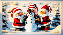 Load image into Gallery viewer, Gnomes building snowmen 4 pngs digital download
