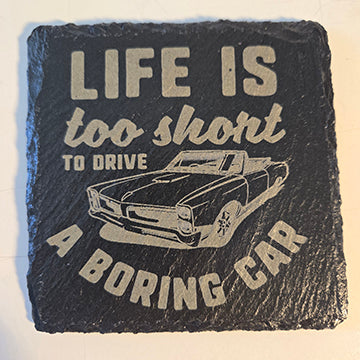 Classic car slate coaster snarky 