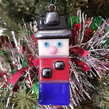 Load image into Gallery viewer, Fused Glass Nutcracker Ornament holiday bauble security guard gift
