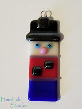 Load image into Gallery viewer, Fused Glass Nutcracker Ornament holiday bauble security guard gift
