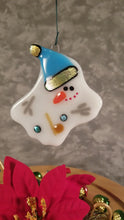 Load and play video in Gallery viewer, Fused glass melted snowman ornament
