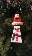 Load and play video in Gallery viewer, Bling Snow woman ornament, snowwoman fused glass ornament
