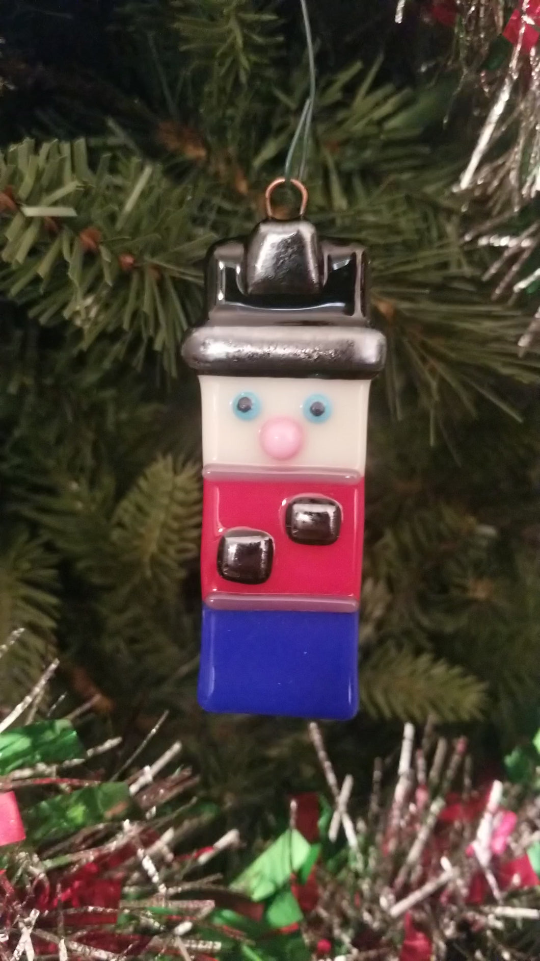 Fused Glass Nutcracker Ornament holiday bauble security guard gift