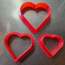 Load image into Gallery viewer, Heart Cookie Cutter 3 piece Set, 3d Printed, Clay cutters #heart
