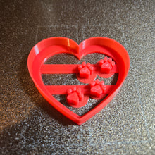 Load image into Gallery viewer, Paw Print Heart Cutter, 3d printed clay cutter cookie cutter, diy dog snacks, #heart #cookiecutter
