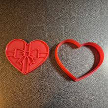 Load image into Gallery viewer, Heart wIth Bow Cookie Cutter Stamp Set, Valentine's Day cookies #heart #boxofchocolates
