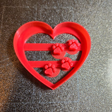 Load image into Gallery viewer, Paw Print Heart Cutter, 3d printed clay cutter cookie cutter, diy dog snacks, #heart #cookiecutter
