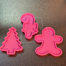 Load image into Gallery viewer, Christmas Cookie Cutter Stamp Set, Gingerbread Man  Candy Cane Tree 3d printed #cookiecutters

