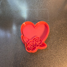 Load image into Gallery viewer, Heart with Roses Cookie Cutter &amp; Stamp 3d printed petg, #cookiecutters #rose #heart

