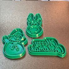 Load image into Gallery viewer, Christmas Cookie Cutter &amp; Stamp set, snowman, reindeer, merry christmas 3d printed #cookiecutters
