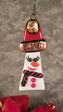 Load image into Gallery viewer, Bling Snow woman ornament, snowwoman fused glass ornament
