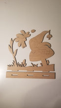 Load image into Gallery viewer, DIY wood blank Gnome on a mushroom with flower wood black stand up, paint by line,
