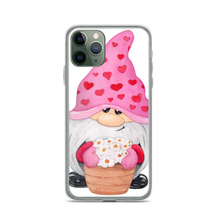 Load image into Gallery viewer, iPhone 11 Pro Gnome iPhone Case, heart gnome, pink, love gnome, phone protection, gnome with flowers phone case
