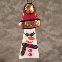 Load image into Gallery viewer, Bling Snow woman ornament, snowwoman fused glass ornament
